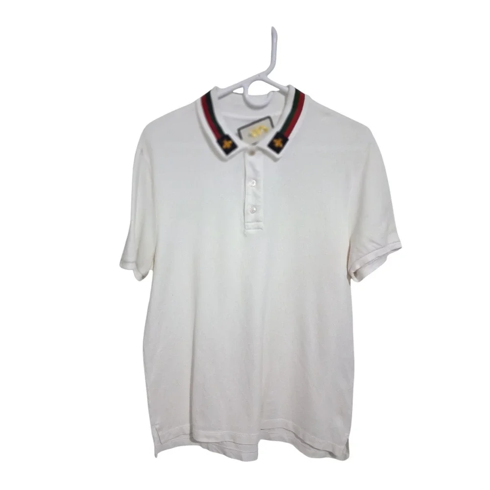 Gucci Mens size XL Preppy Old Money Designer Bee Collar Polo Coastal New England